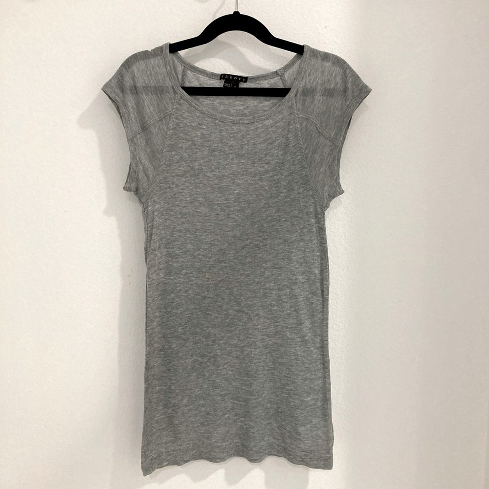 Theory Sheer Cap Sleeve Knit Tee